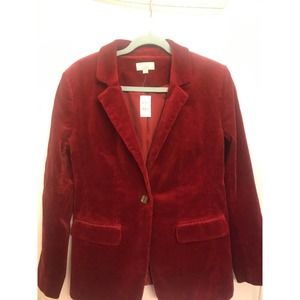 NWT! LOFT Red Modern Corduroy Blazer Jacket Coat Sz 10